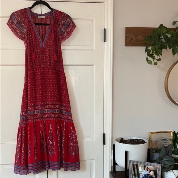 Ulla Johnson Neela Floral Print Silk Midi Dress Scarlet Red Size 0 Valentine Day - Picture 5 of 17